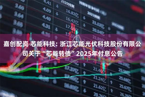 嘉创配资 芯能科技: 浙江芯能光伏科技股份有限公司关于“芯能转债”2025年付息公告