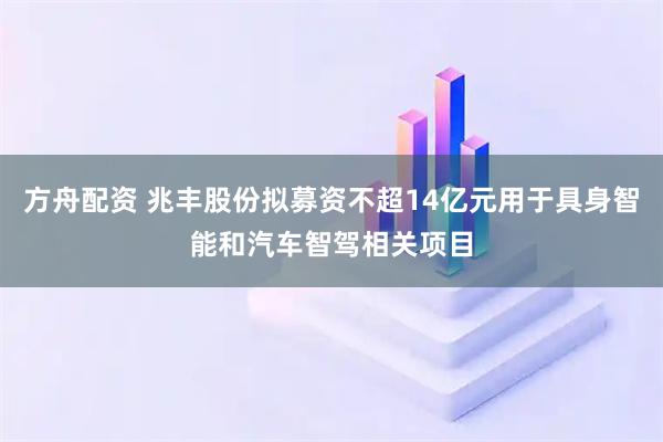 方舟配资 兆丰股份拟募资不超14亿元用于具身智能和汽车智驾相关项目